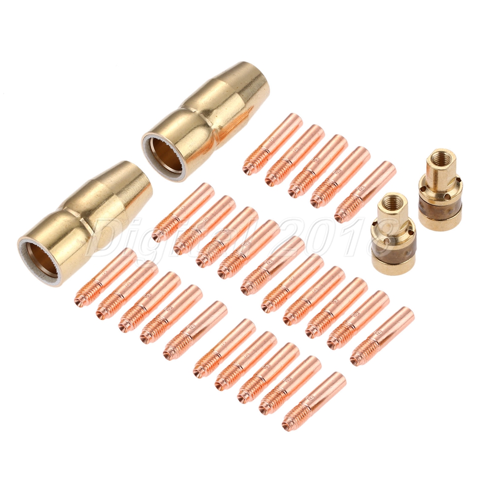 0.035" MIG Welding Contact Tips Gas Nozzles Diffusers Kit Fit For