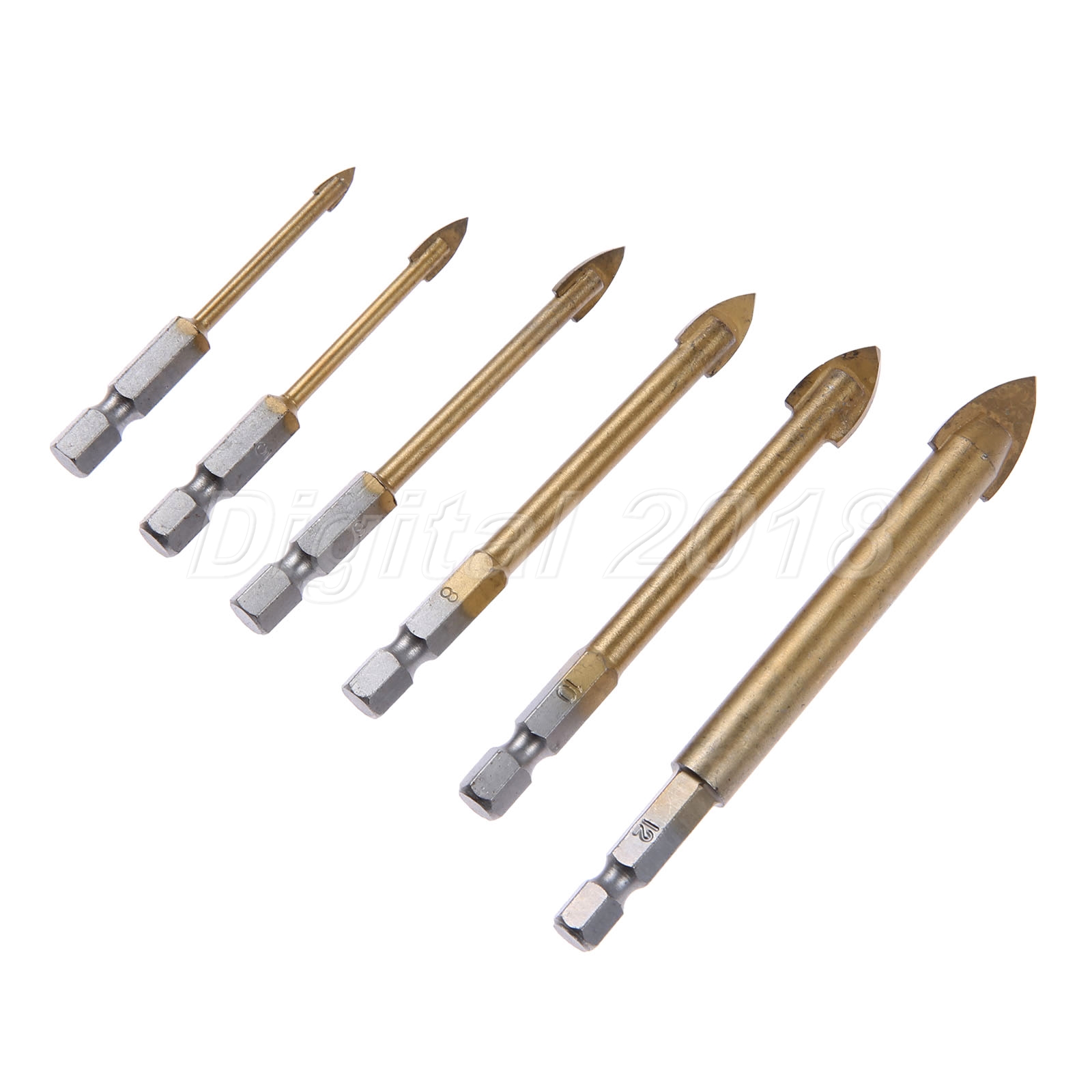 6Pcs Tungsten Carbide Glass Drill Bits Set For Marble Wall Carbide Tile