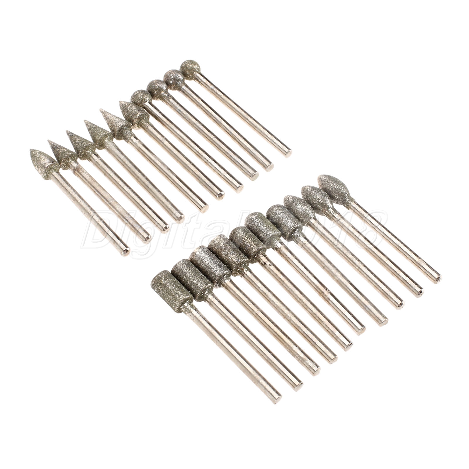 20X 45mm Grit 120 Diamond Coated Rotary Grinder Points Head Burrs