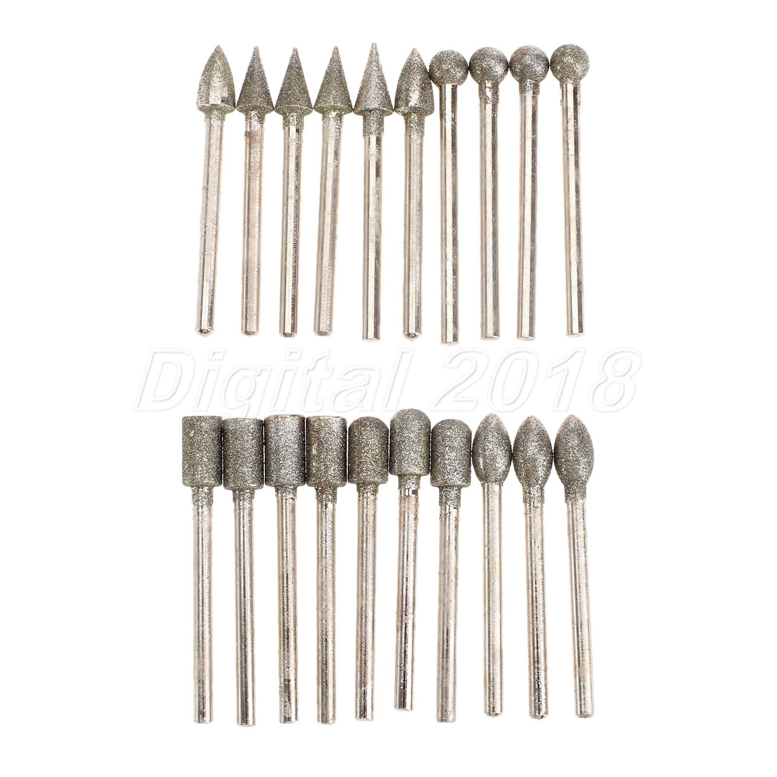 20X 45mm Grit 120 Diamond Coated Rotary Grinder Points Head Burrs