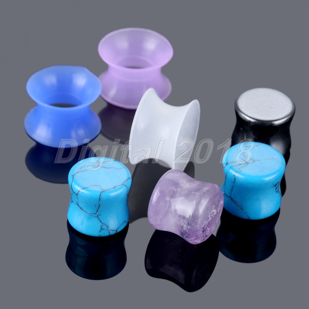 Covet Jewelry Glow in The Dark Ultra Thin Flexible Silicone Ear Skin Double Flared Tunnel Plug