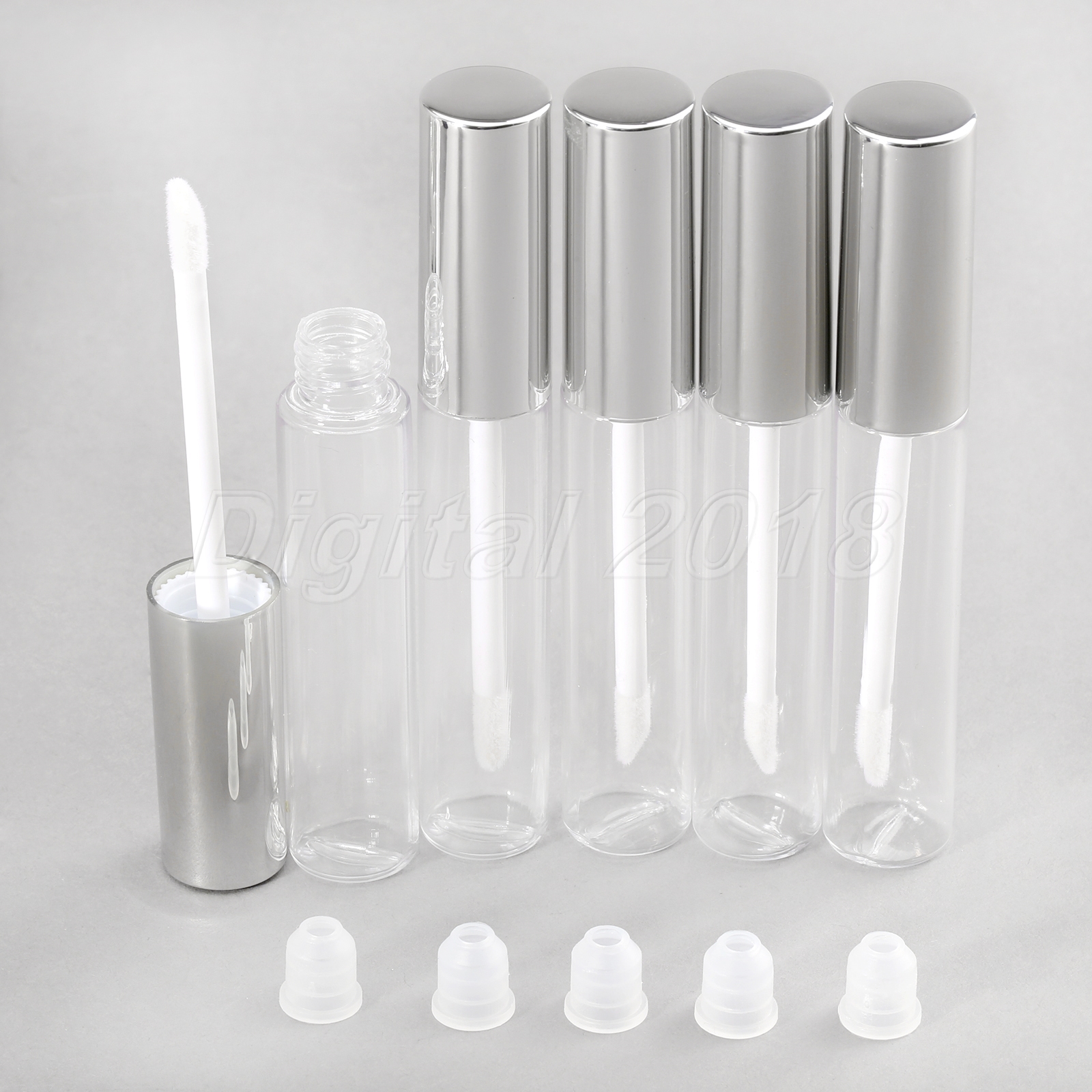 Silver Lid Lip Gloss Tube Empty Clear Lip Balm Container Cosmetic