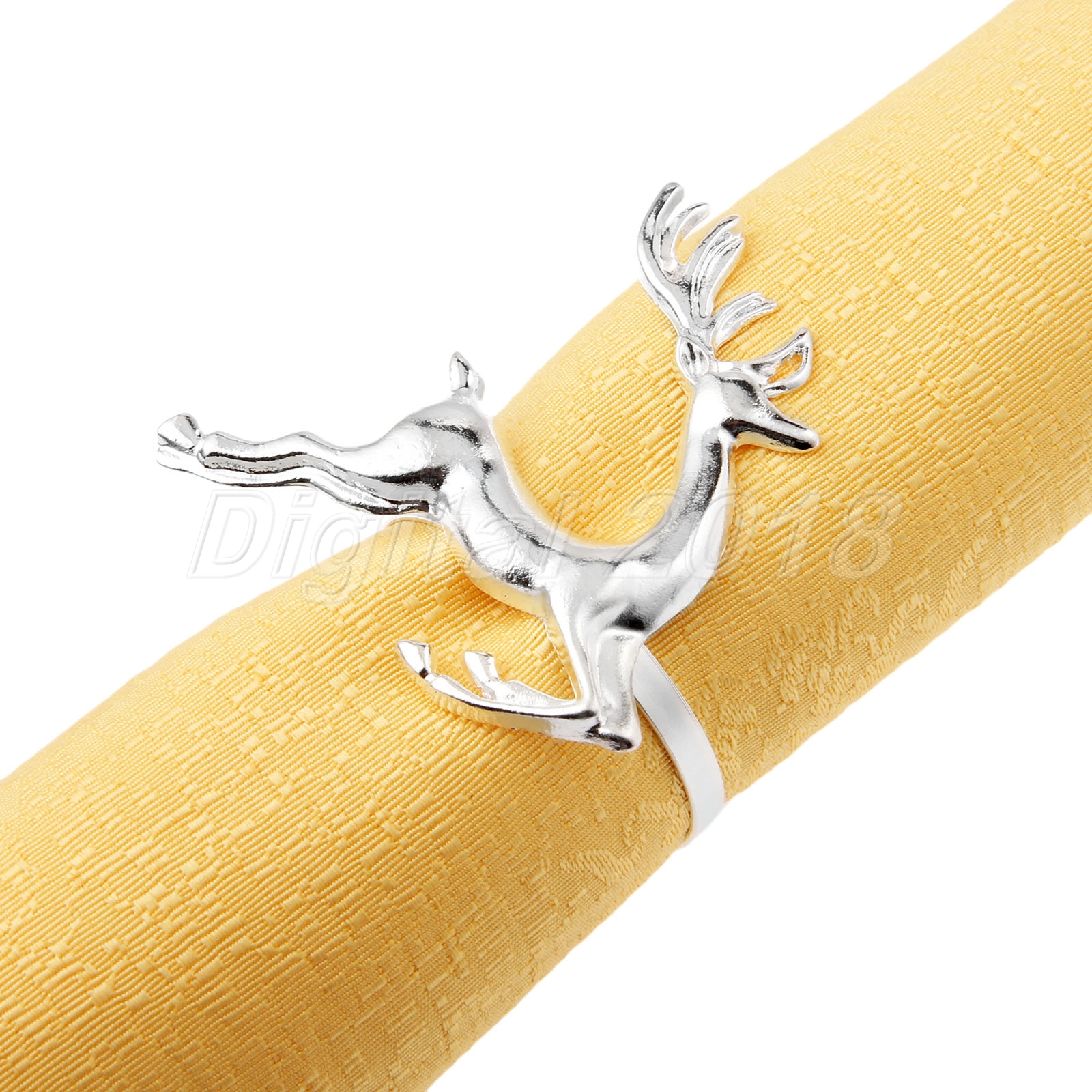 6Pcs Silver Deer Napkin Ring Holder Antique Party Table Serviette Decor