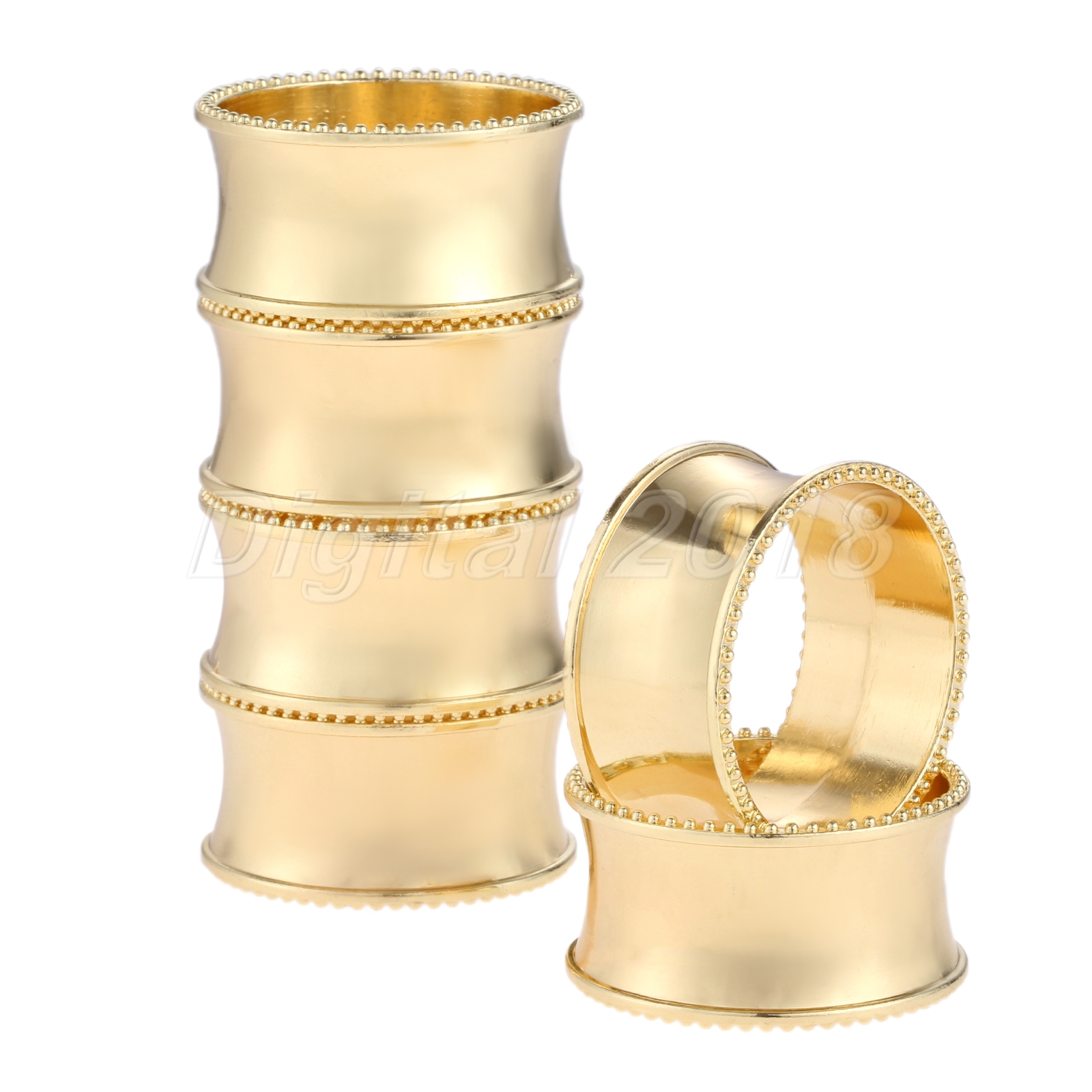 6pcs Elegant Gold Napkin Rings Serviette Holder Buckle Wedding Party