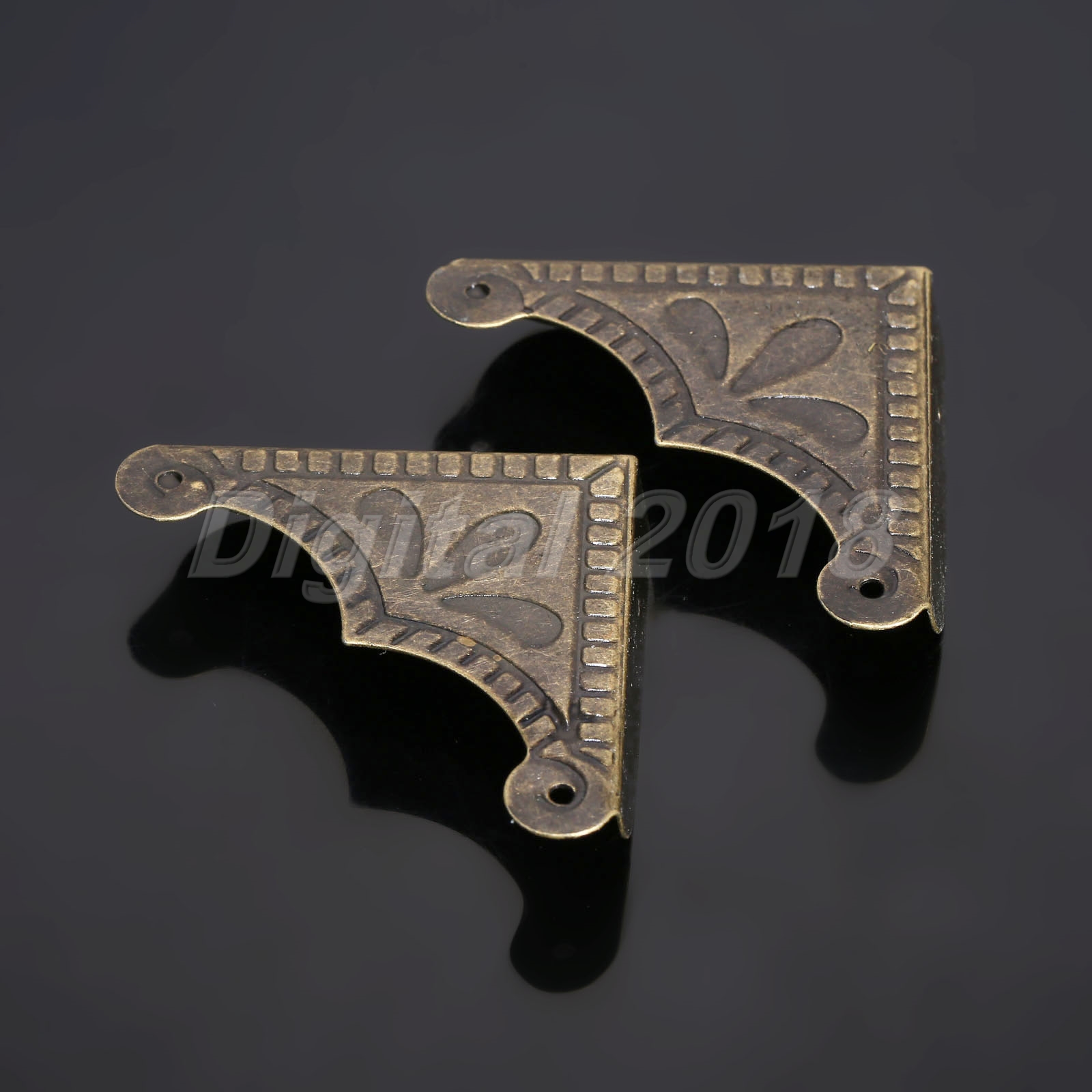 12x vintage bronze tone metal decorative corner bracket for chest case