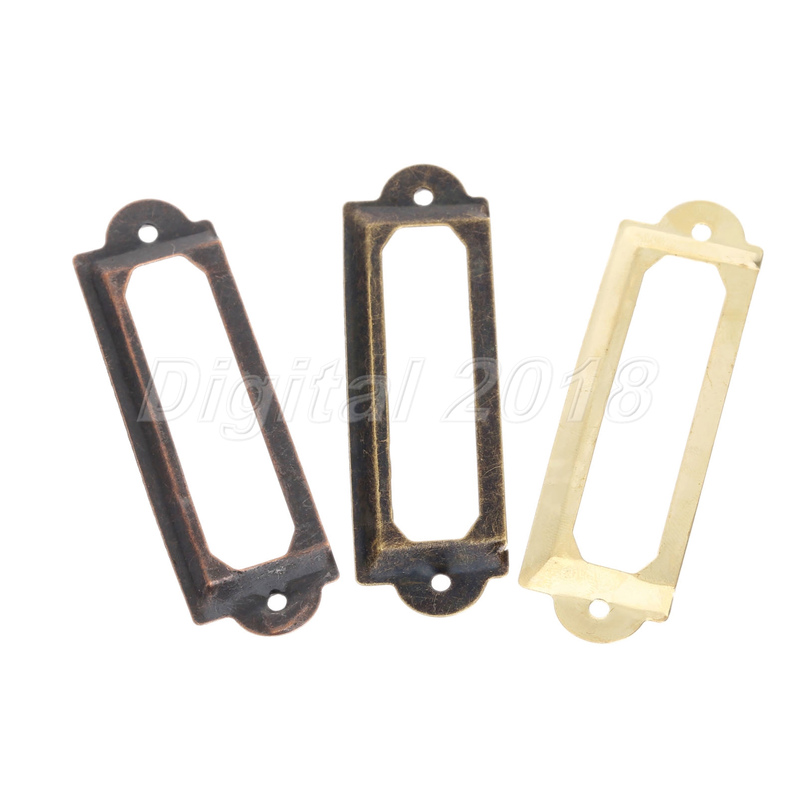 12x Antique Brass Drawer Label Pull Screw Frame Handle Card Holder Gift