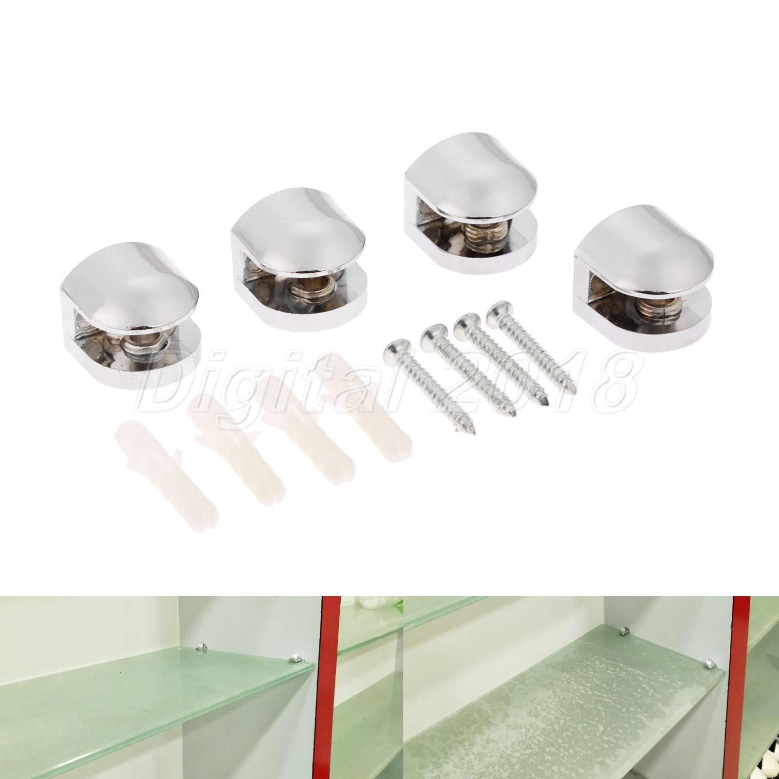 4x Glass Shelf Bracket Clamp Kitchen Bathroom Board Support Zinc Alloy Brackets 701705714079 eBay