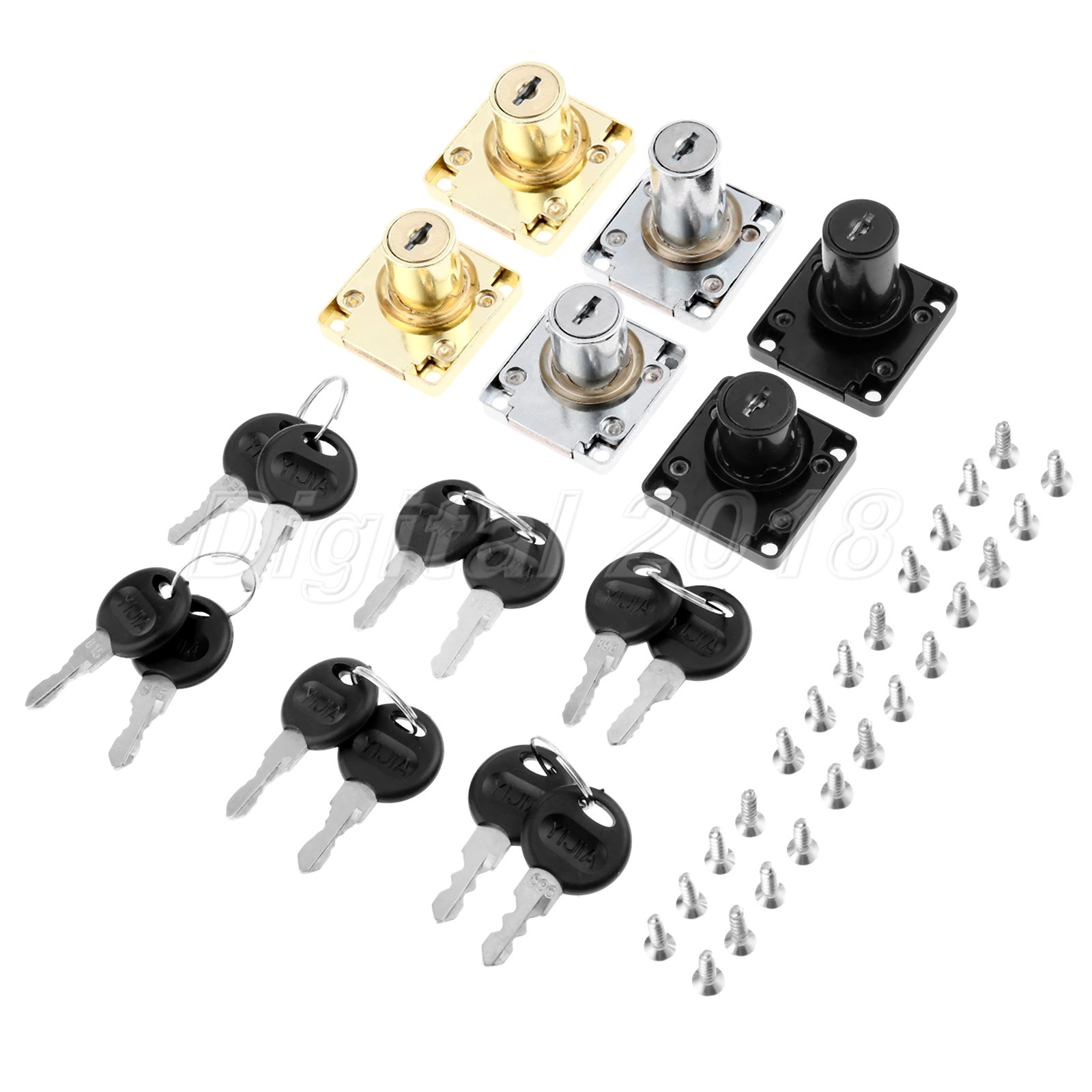 1 x Drawer Lock For Office Desk Furniture Door Hardware 2 Keys