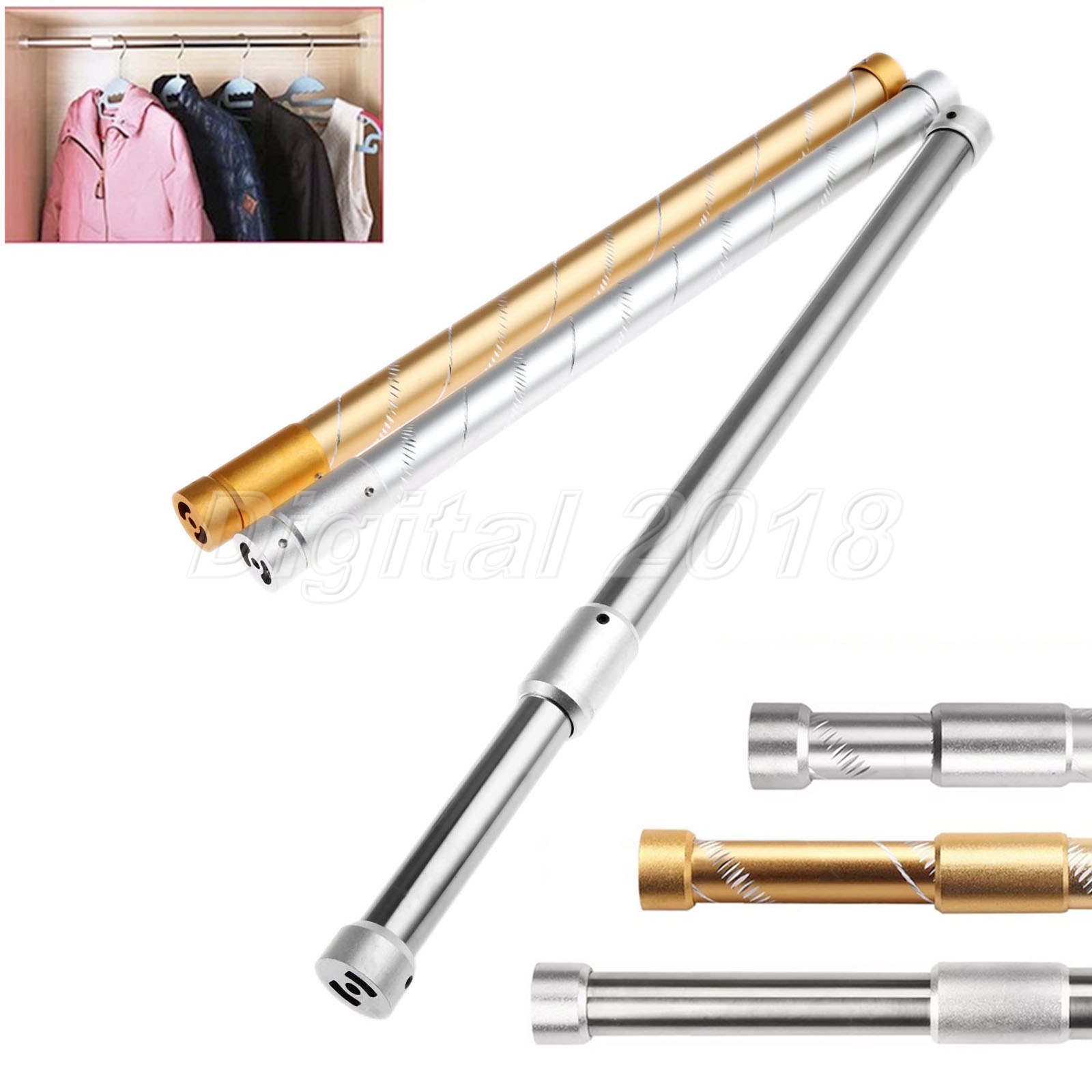 Stainless Steel Wardrobe Telescopic Rod Clothes Hanging Poles 420720mm eBay
