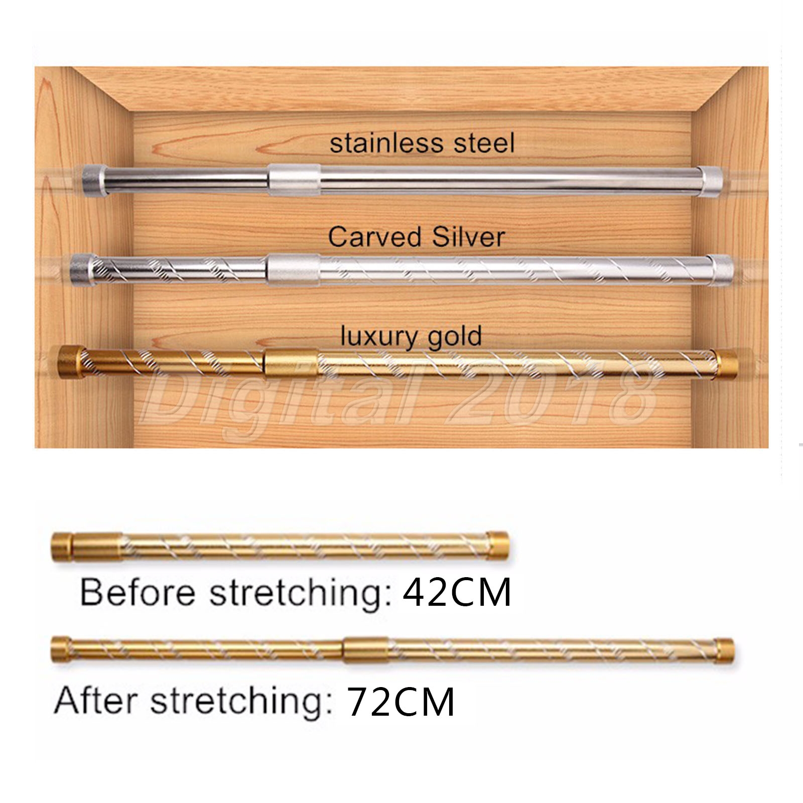 Stainless Steel Wardrobe Telescopic Rod Clothes Hanging Poles 420720mm eBay