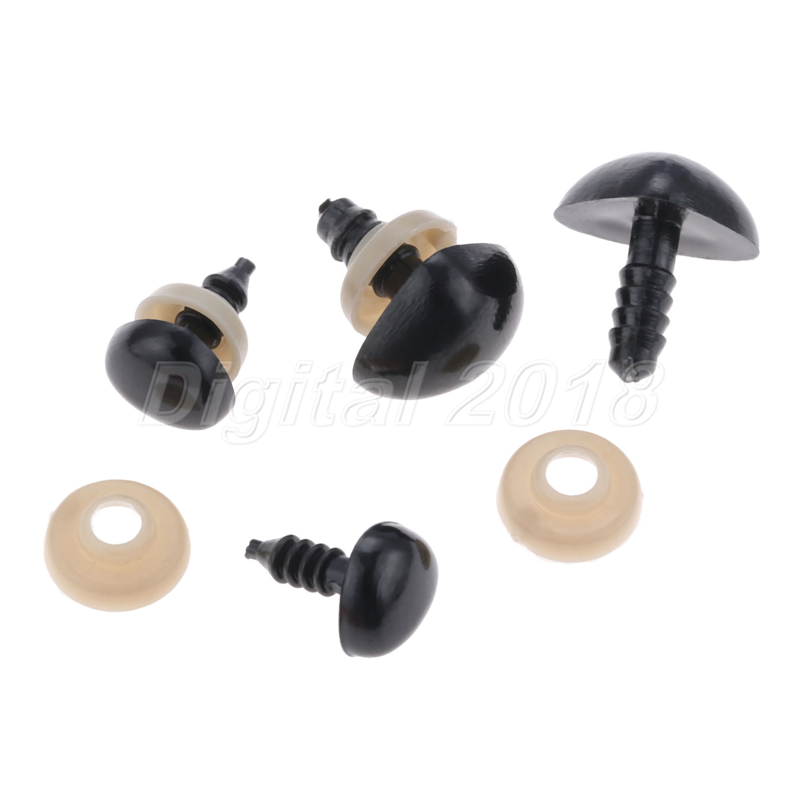 125Pcs 6*8mm-13*17mm Black Plastic Safety Nose For Doll Stuffed Animals Toys