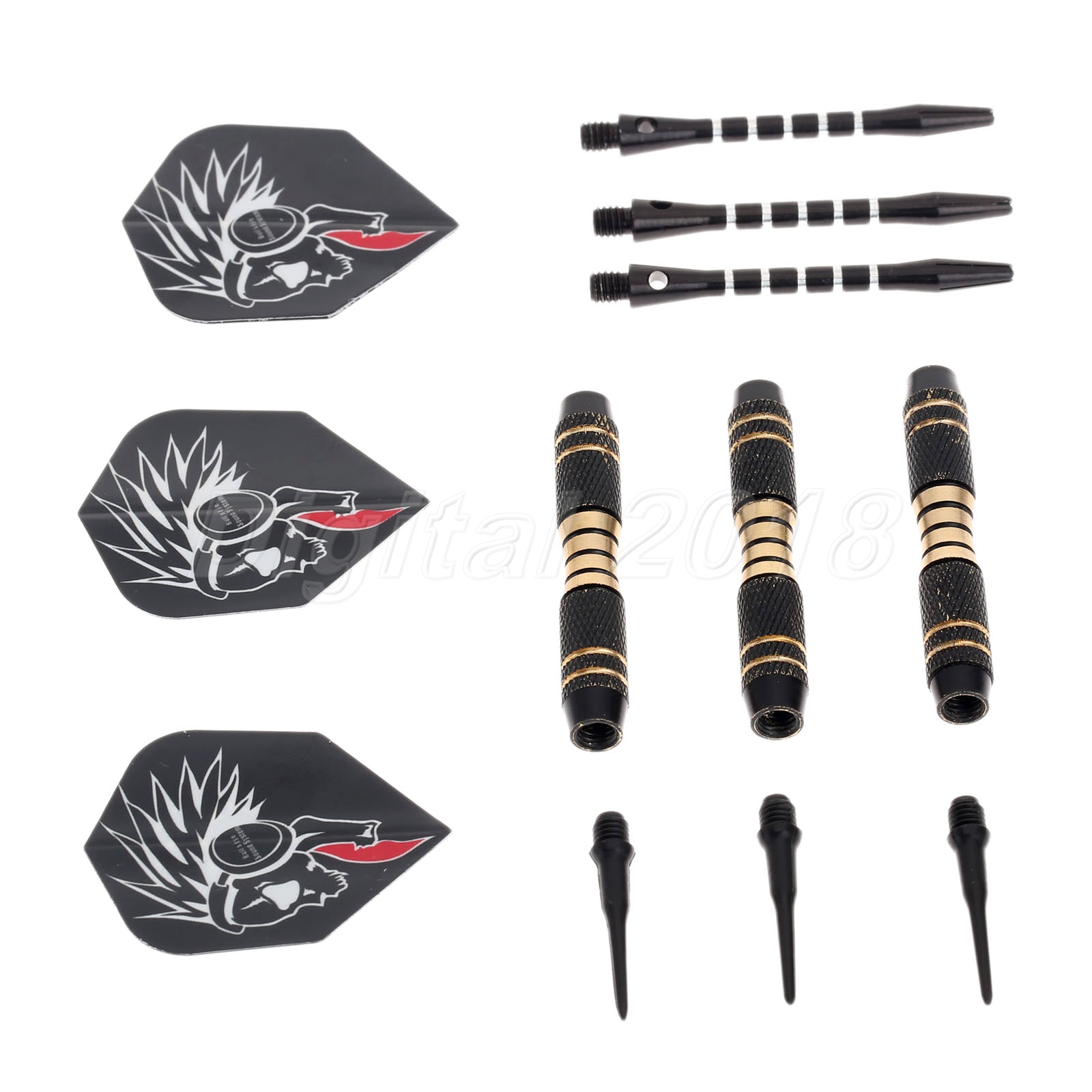 3x Brass Barrel Dart Plastic Soft Tip Darts Aluminium Shafts Black