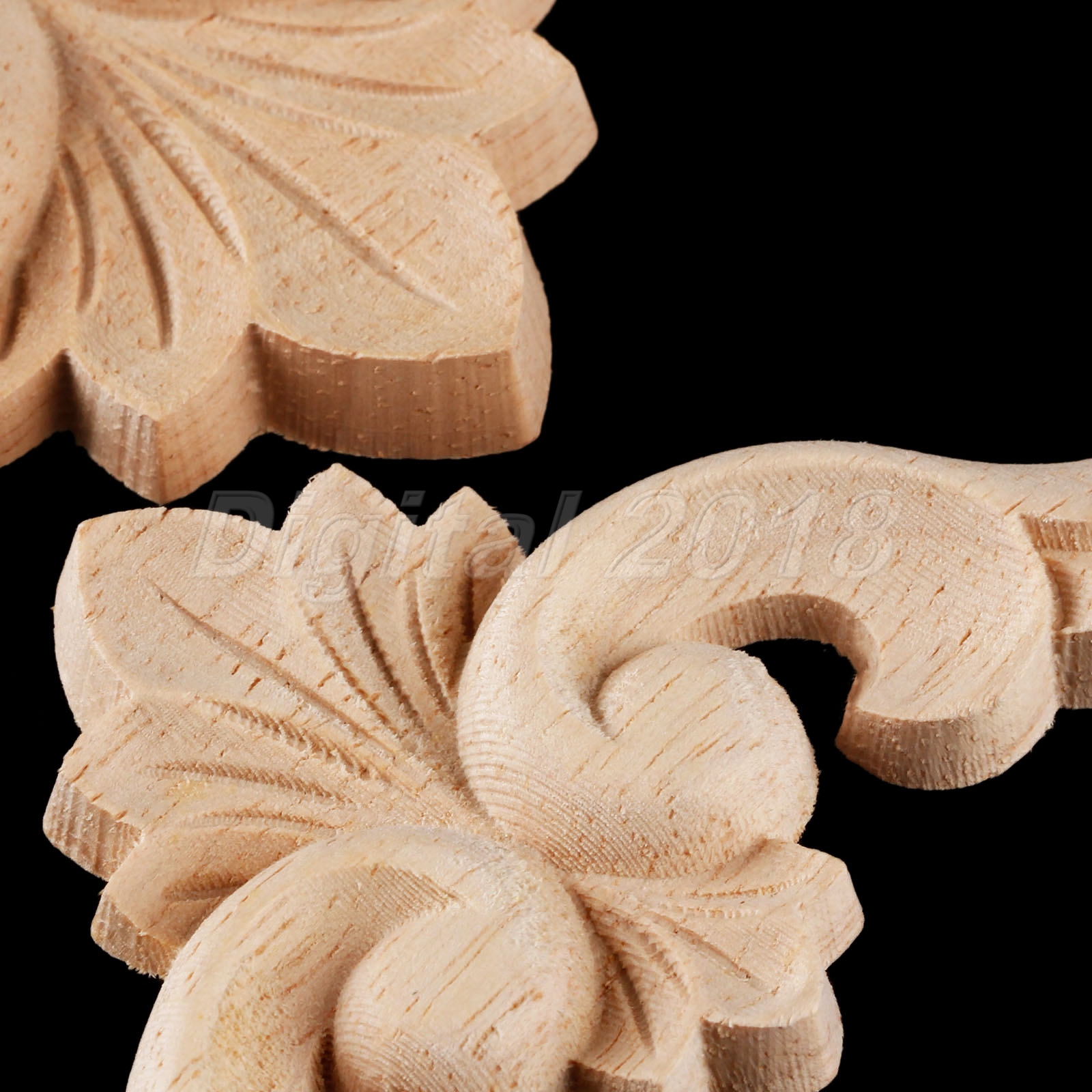 Oak Wood Carved Corner Onlay Applique Unpainted Home Décor 6*6cm 8*8cm