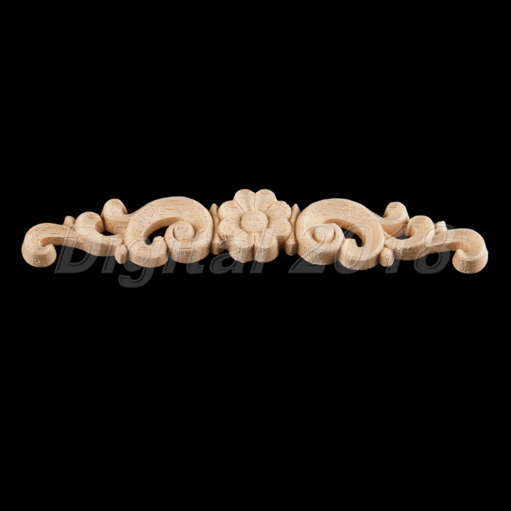 Chic Wood Carved Long Onlay Applique Wood Carving Decal Floral Furniture Decor - Picture 9 of 12