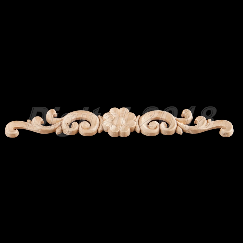 Chic Wood Carved Long Onlay Applique Wood Carving Decal Floral Furniture Decor - Picture 10 of 12