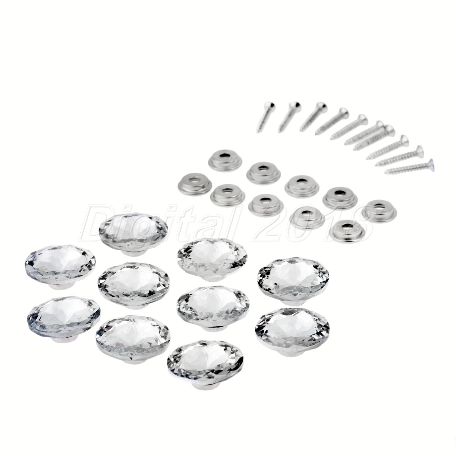 10Pcs 3 Size Metal & Glass Crystal Upholstery Nails Tacks Shiny Sew Button Screw