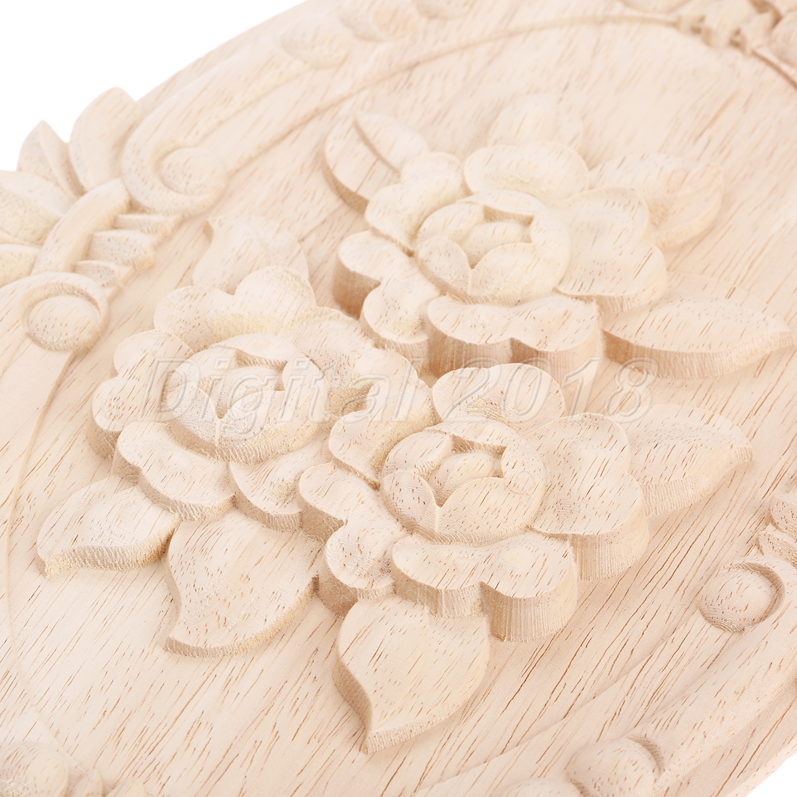 3 Sizes Woodcarving Decal Onlay Oval Embossed Wooden Applique Furniture