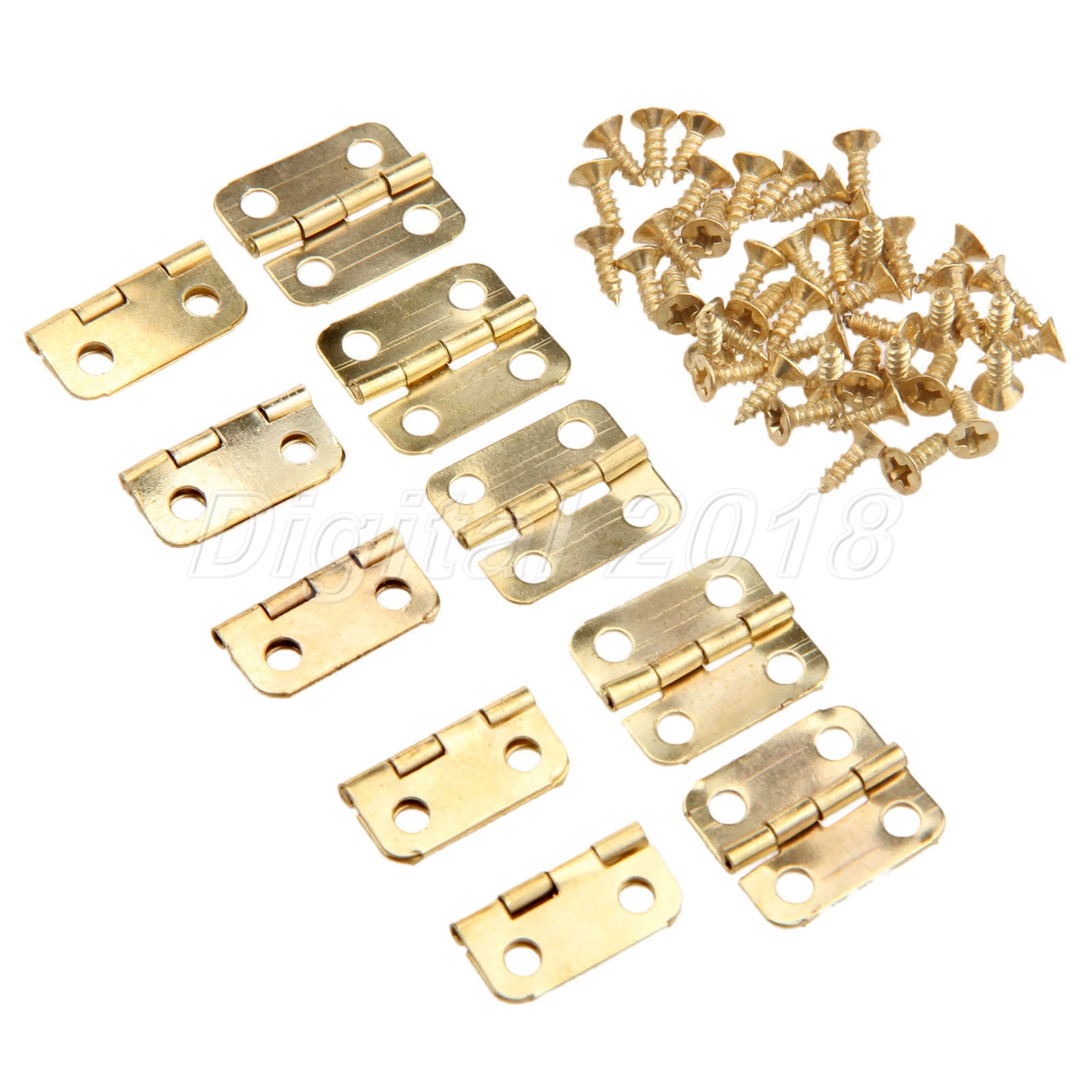 50Pcs Gold Tone Furniture Door Hinges Drawer Dresser Jewelry