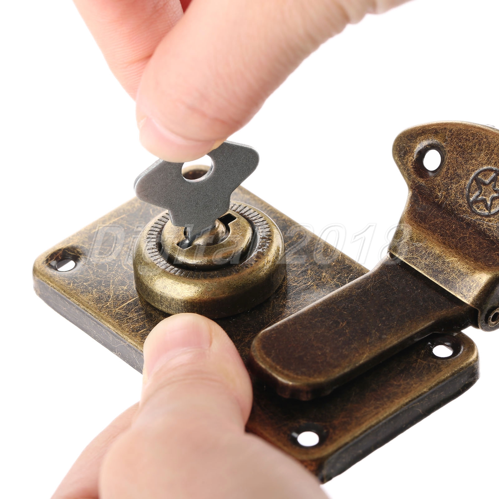 Retro Luggage Metal Latch Hasp Lock Antique Wooden Box Buckle Vintage