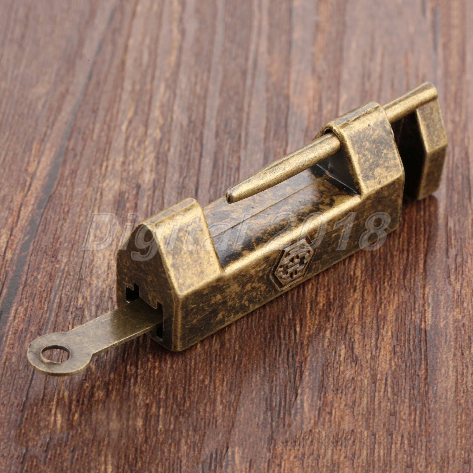 Retro Bronze Latch Hasp Padlock Catch Lock Wooden Chest Jewelry Box