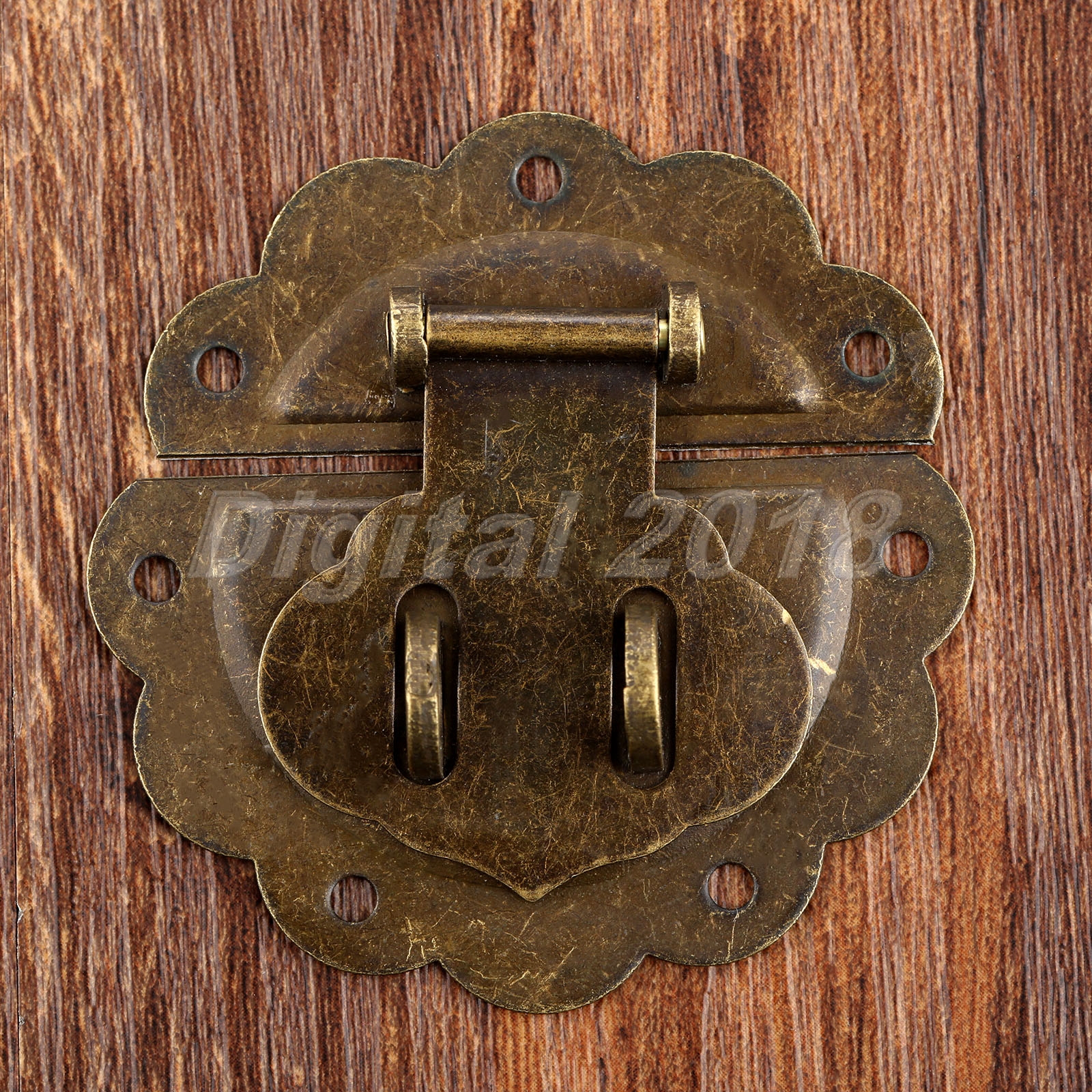 Archaistic Drawer Jewelry Box Latch Hasp &Carved Flower Hinge