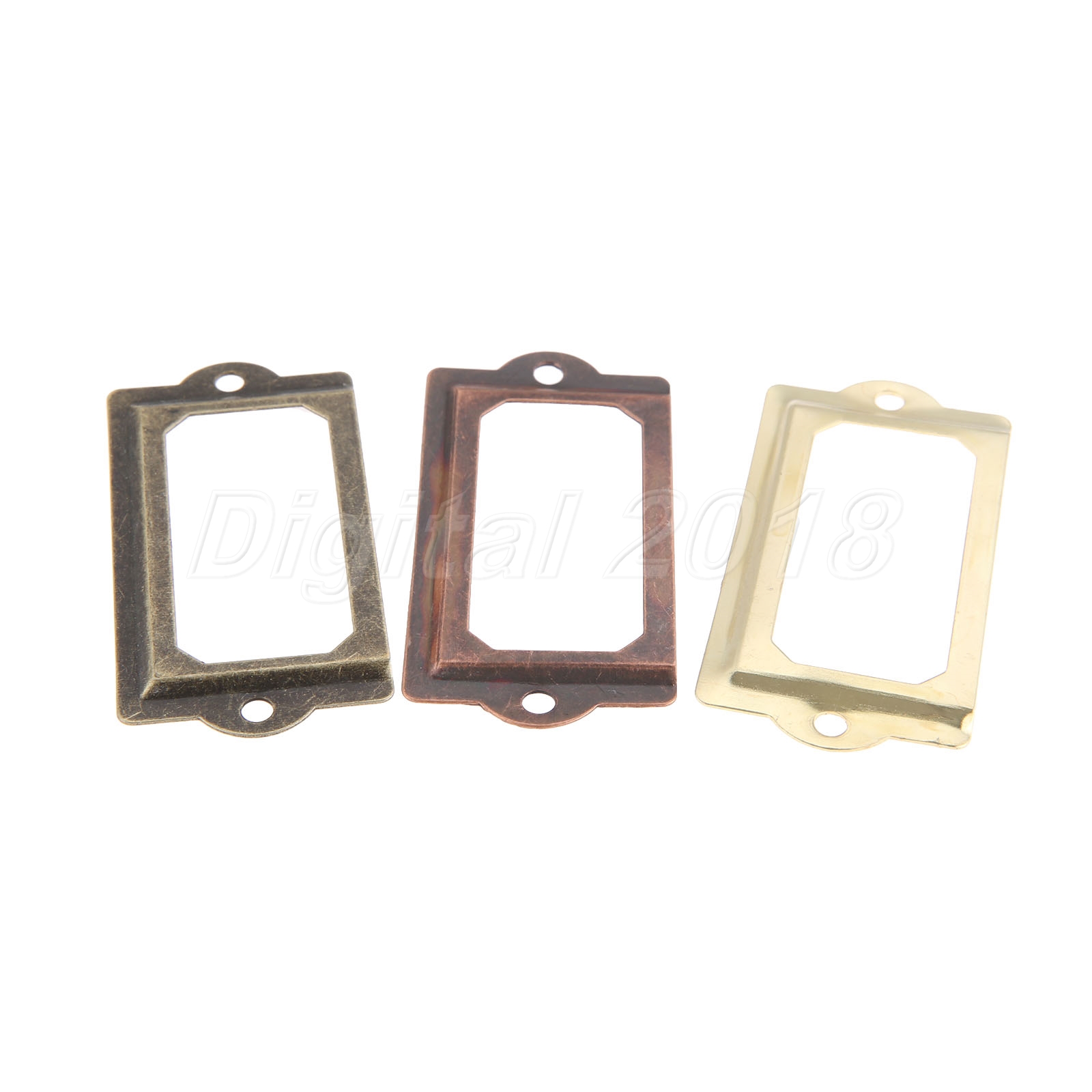 5x Antique Drawer Cabinet Label Pull Frame Handles File Name Card