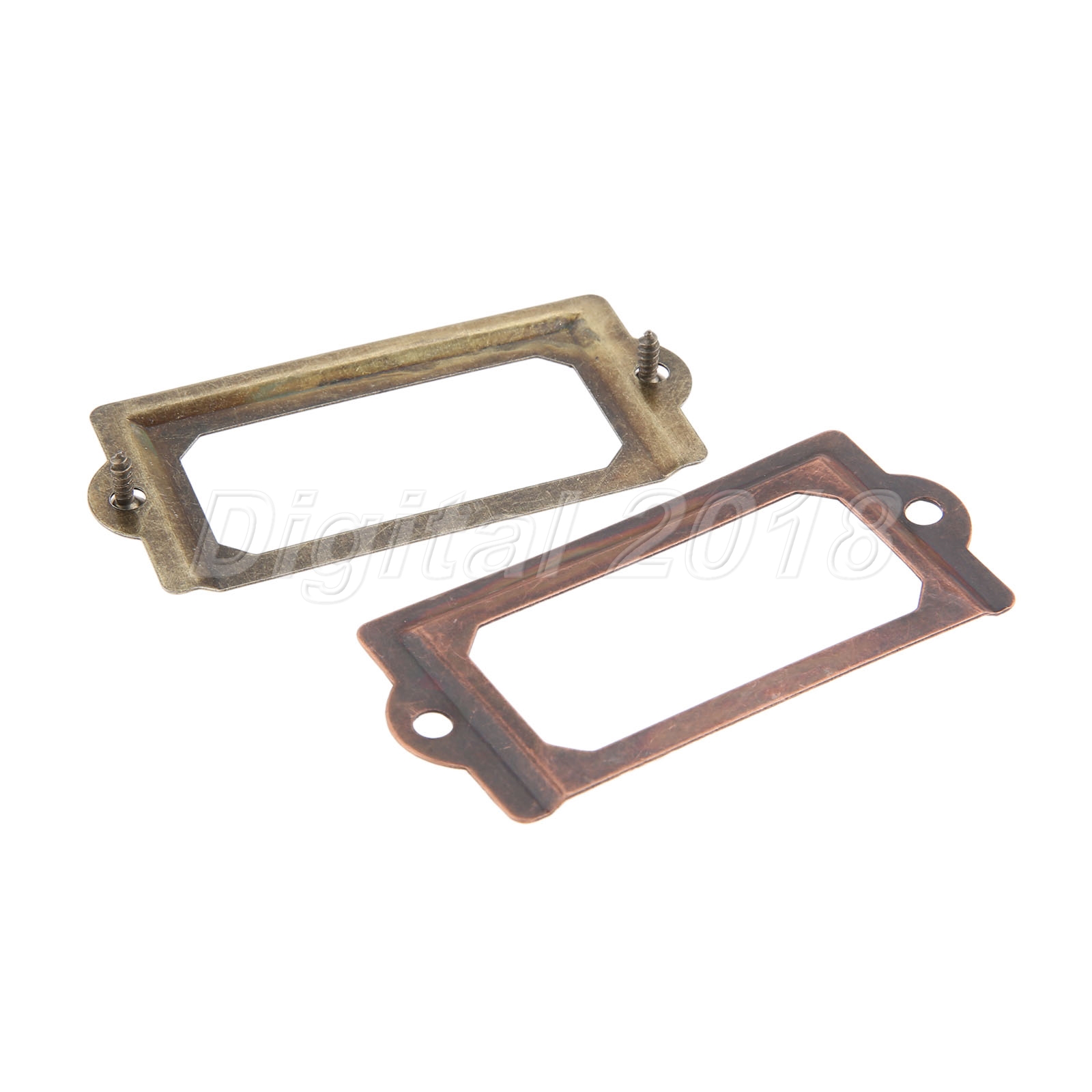 5x Antique Drawer Cabinet Label Pull Frame Handles File Name Card