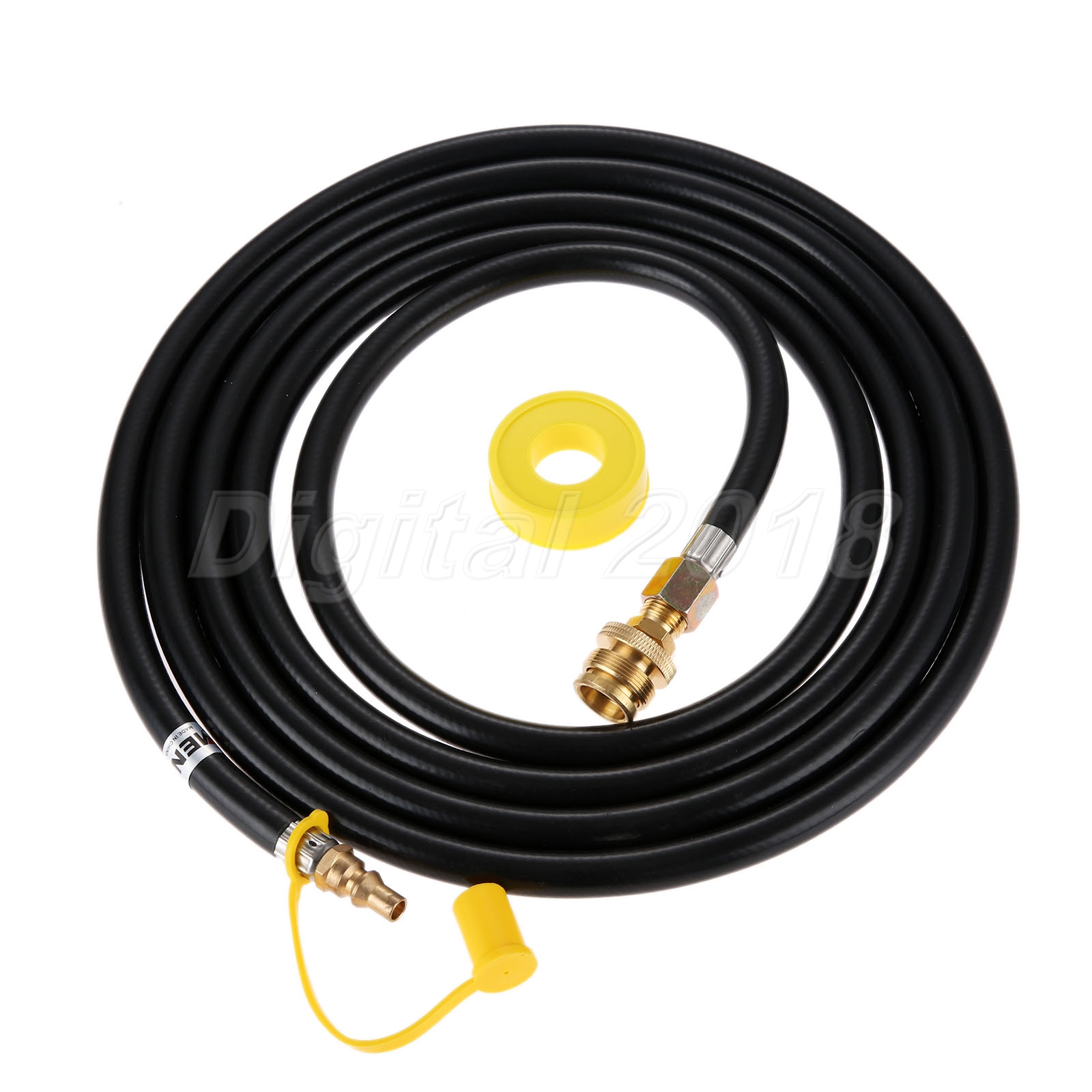 1/4" Quick Connect BBQ Grill Propane Hose with 1LB Brass Adapter & Dust