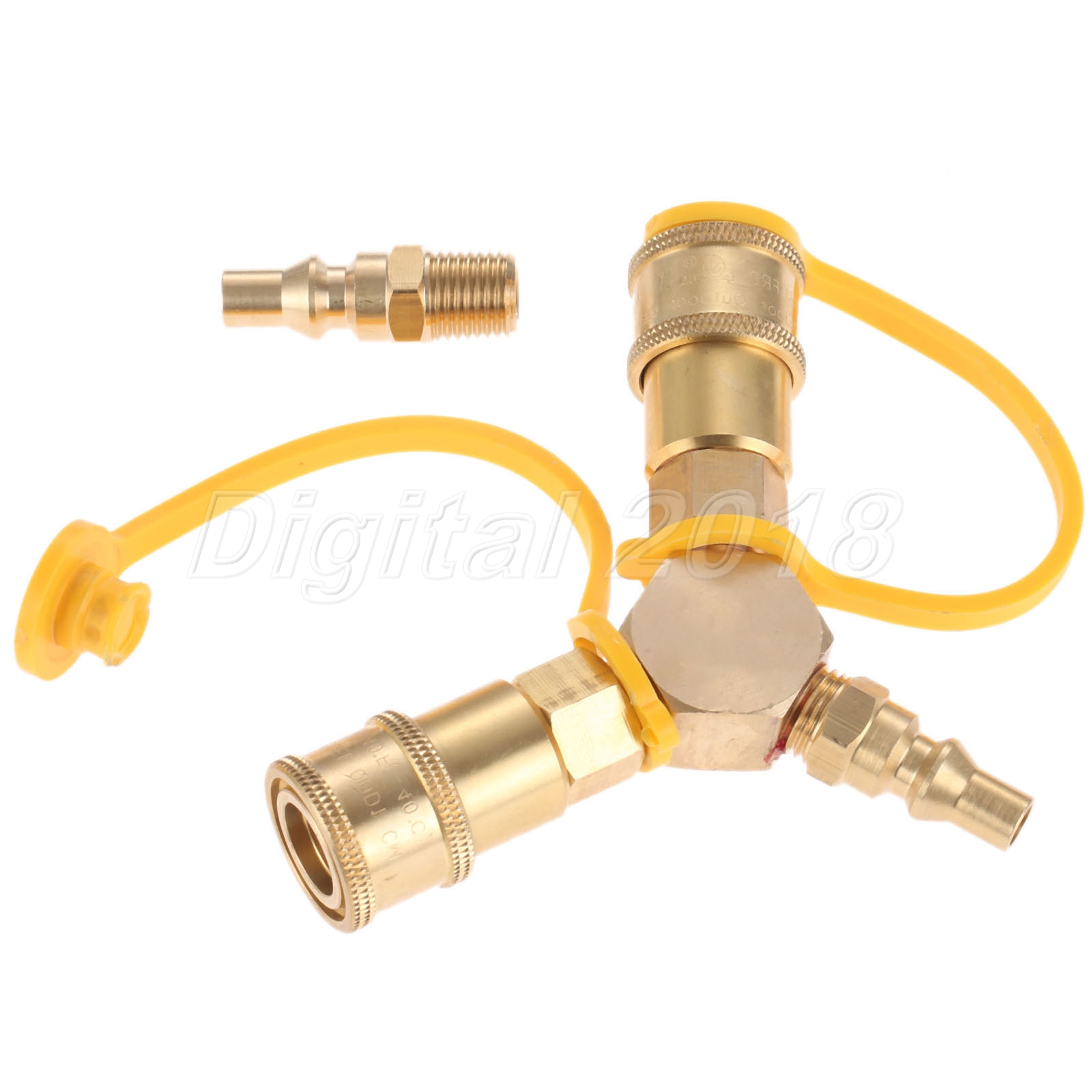 1/4" RV LP Gas Propane Y Splitter Connector & Quick Connect Adapter F