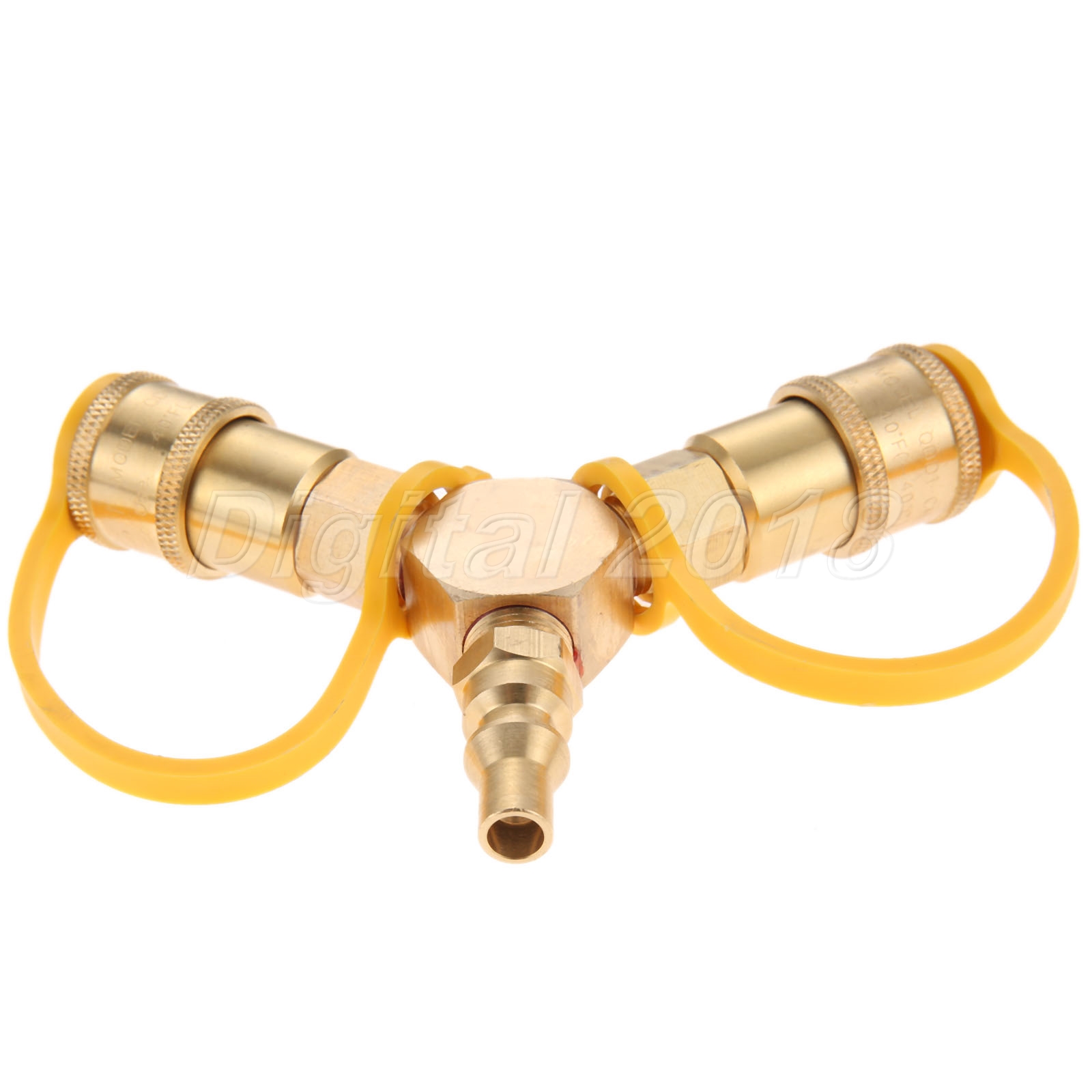 1/4" RV LP Gas Propane Y Splitter Connector & Quick Connect Adapter F