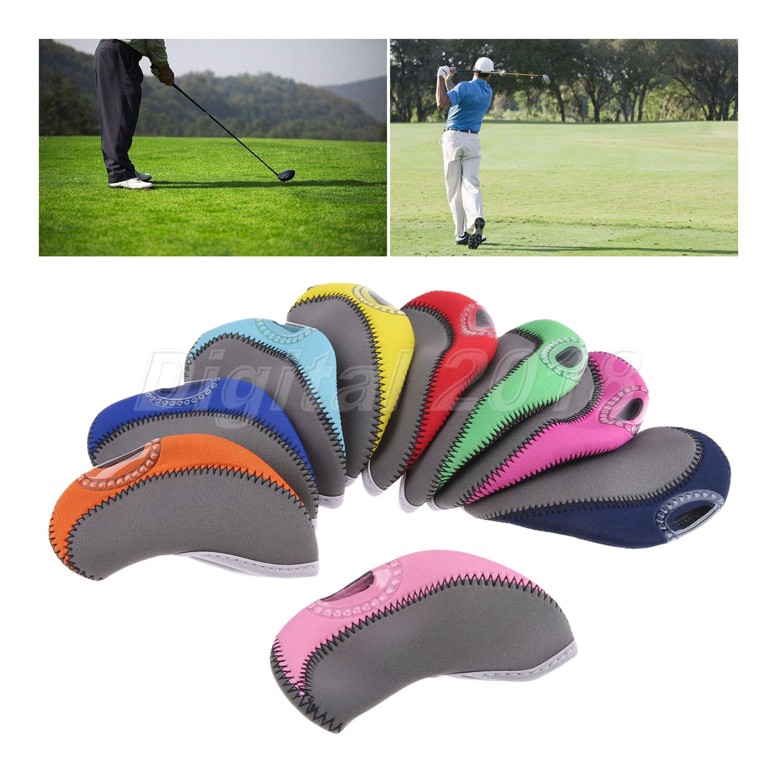 10Pcs Quality Golf Club Protective Iron Head Cover Neoprene Wedge Sock ...