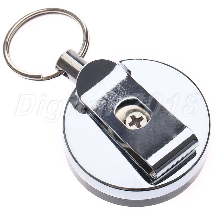 1pc Half Metal Card Badge Holder Recoil Ring Belt Clip Pull Key Chain Useful Kit