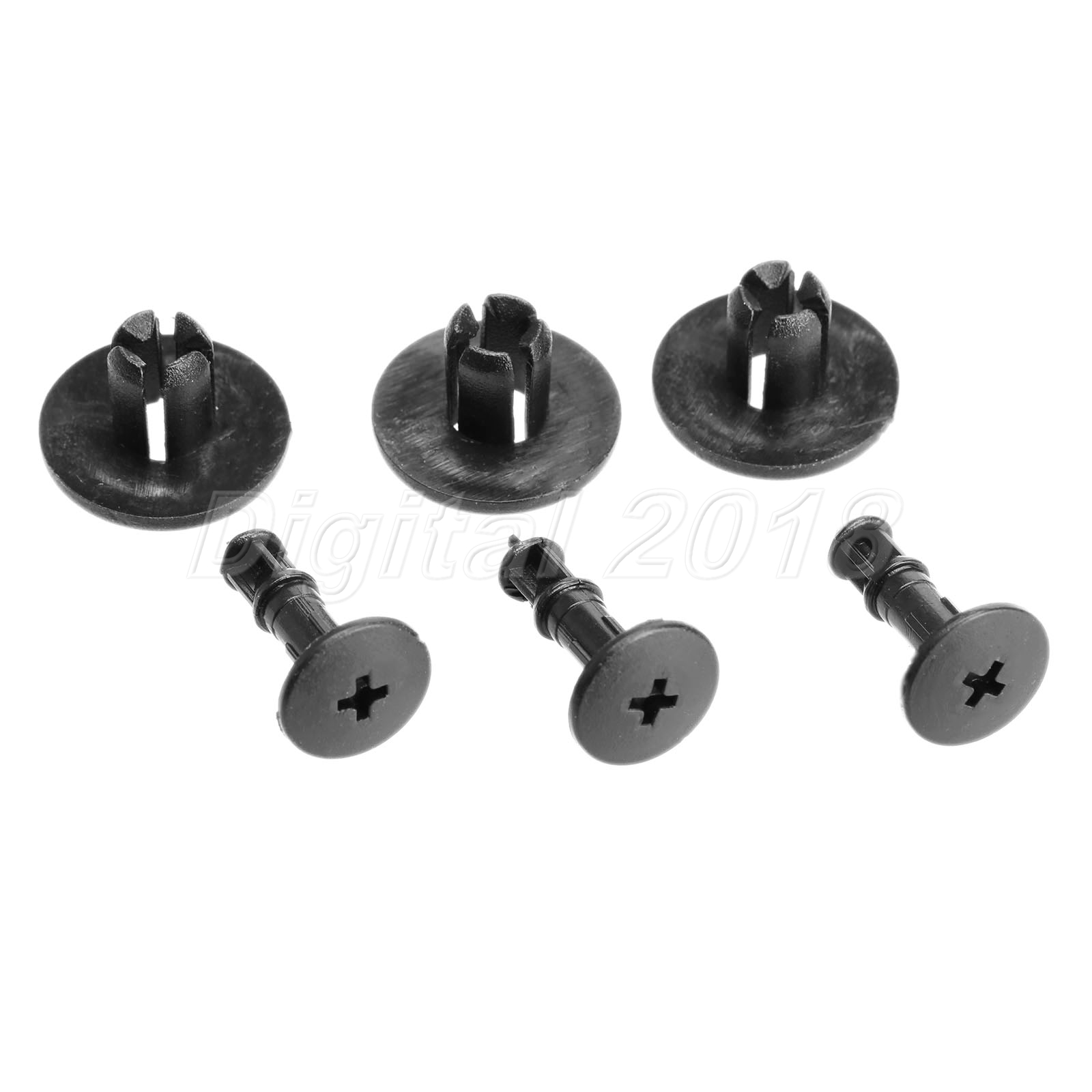 50 Pcs Black Push in Type Fastener Rivets Fender Clips 8mm Hole Fit For