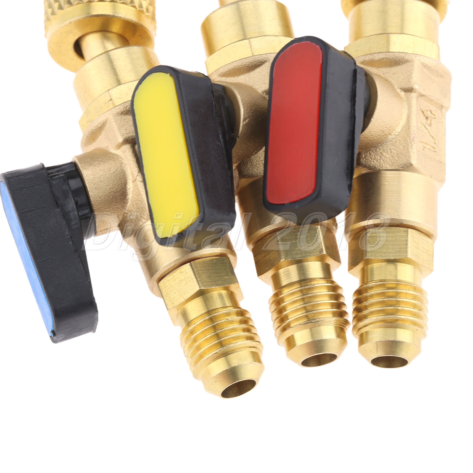 3pc HVAC A/C Straight SHUTOFF Ball Valve Adapter For R134a R22 1/4" 45